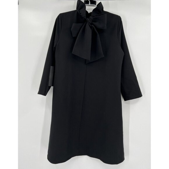 Tuckernuck Black Daphne Dress sz S Ruffle Collar Bow Swing Mini Cocktail NWT - Picture 3 of 7